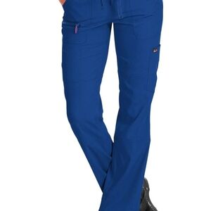 Koi Women Lite Scrub Pants Slim Fit Pants 6 Pockets Blue Drawstring TALL medium